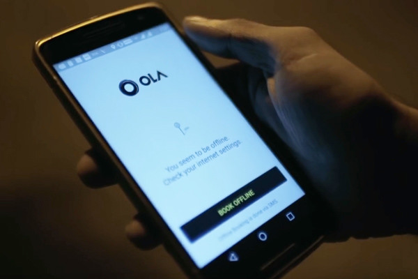 사진은 인도 차량호출 서비스 기업인 올라(Ola Cabs) 모바일 앱 [자료사진]