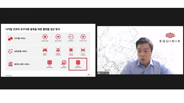 장혜덕 에퀴닉스코리아 대표가 서울에 새롭게 설립되는 엑스스케일 데이터센터에 대해 설명하고 있다. [사진=에퀴닉스]