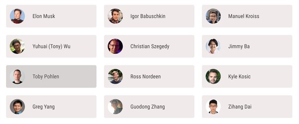 홈페이지에 공개된 xAI 임직원들 [source=x.ai]