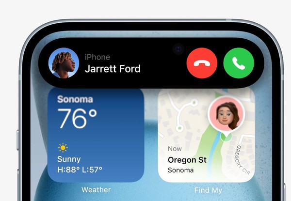 일반형 모델로 확대된 다이나믹 아일랜드 기능 [사진=애플]
