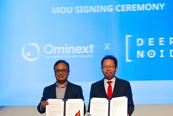 (왼쪽부터) 오미넥스트 판 만 훙CTO, 딥노이드 김태규 전무 [사진=딥노이드]