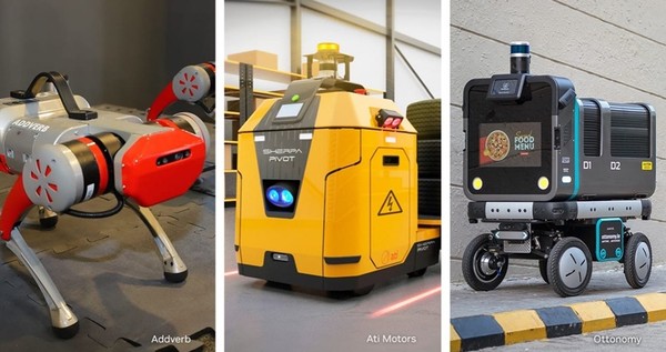 (왼쪽부터) 애드버브 로봇, 아티모터스 셰르파, 오토노미 오토봇2 [사진=엔비디아]