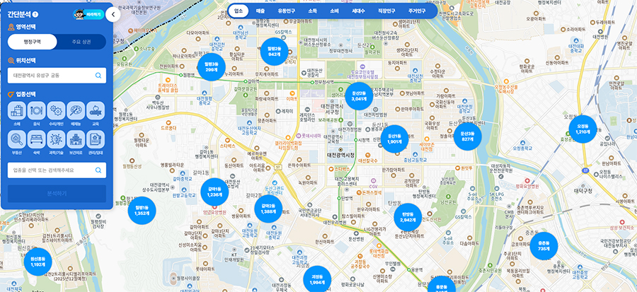 ‘소상공인 365’ 주요 서비스 중 하나인 빅데이터 상권분석 화면 [사진=중기부]