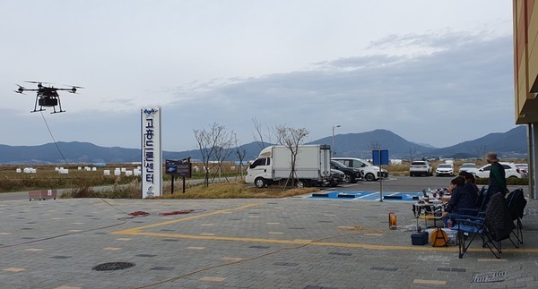 공중이동체 기반 대용량·장거리 이동통신 시연 [사진=ETRI]