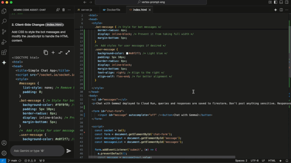 자연어 프롬프트를 기반으로 코드를 생성하고 기존 코드에 변경 사항을 적용하는 제미나이 코드 어시스트 [사진=GCP]