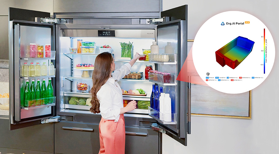 웹 기반 서비스 플랫폼(Eng.AI)을 활용해 냉장고용 부품 품질을 예측하는 모습 [사진=LG전자]