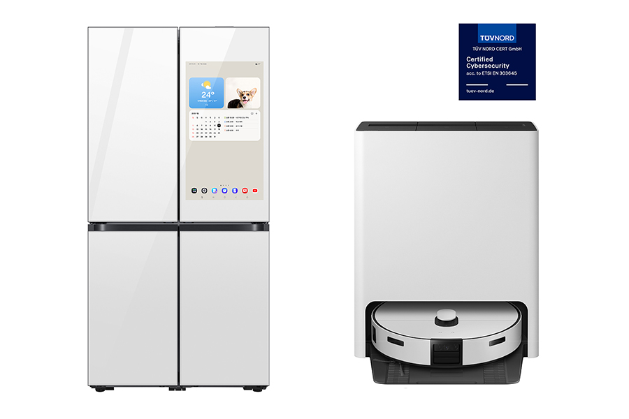 TUV노르트 IoT 보안 인증을 획득한 비스포크AI 냉장고와 청소기 [사진=삼성전자]