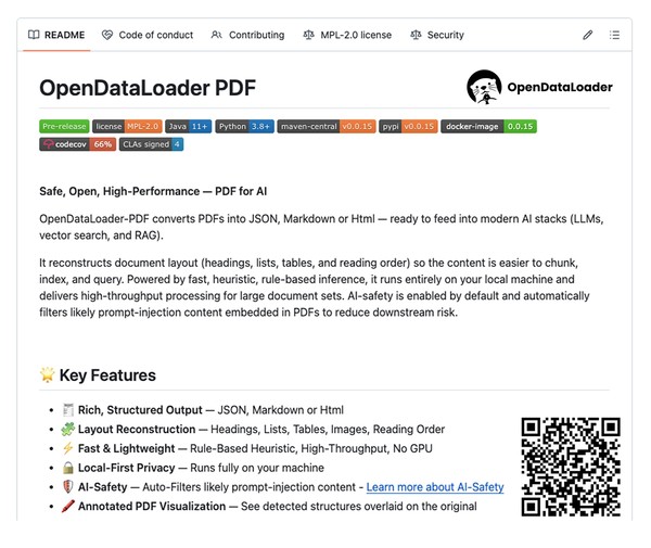 깃허브에 업로드된 오픈데이터로더PDF [사진=한컴]