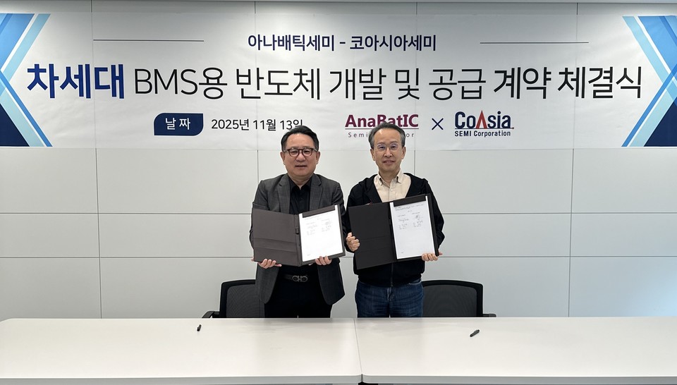 (왼쪽부터) 코아시아세미 신동수 대표이사, 아나배틱세미 정세웅 대표이사 [사진=코아시아세미]